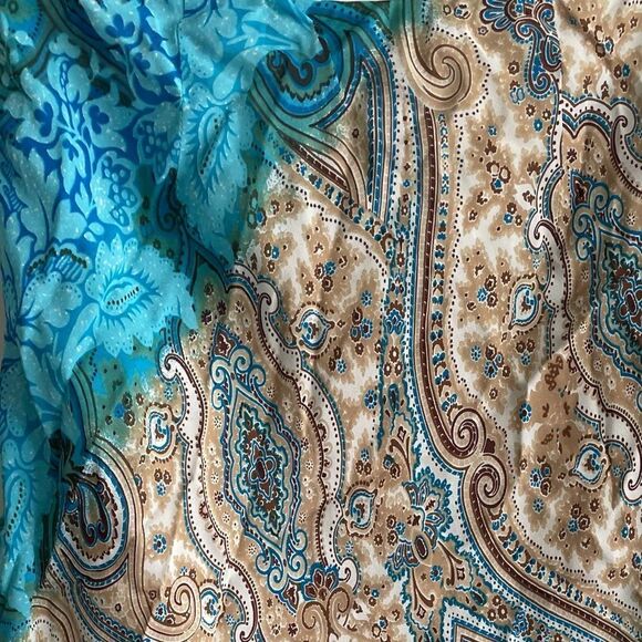 ANTHROPOLOGIE Boho Midi Skirt Print Blue Tan 6 - Picture 4 of 5